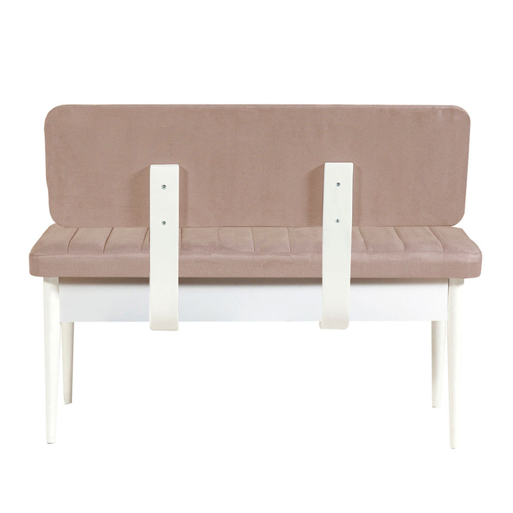 Vina Velvet Dining Bench with White Wooden Frame in Stone
