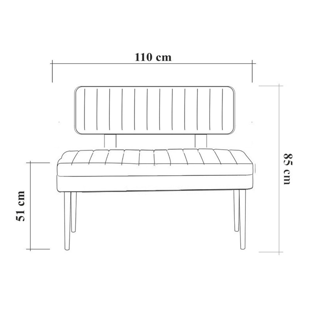 Vina Velvet Dining Bench with White Wooden Frame in Stone
