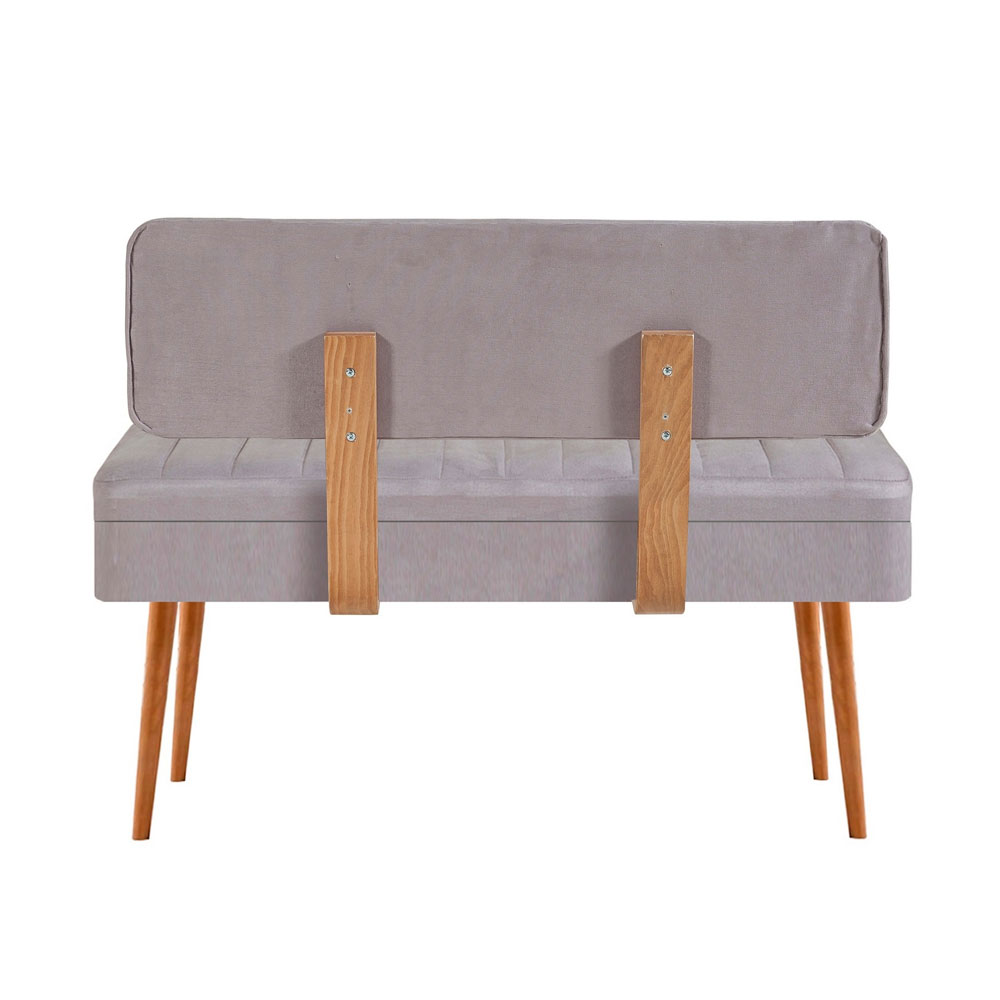 Vina Fabric Storage Dining Bench with Atlantic Pine Wooden Frame in Grey
