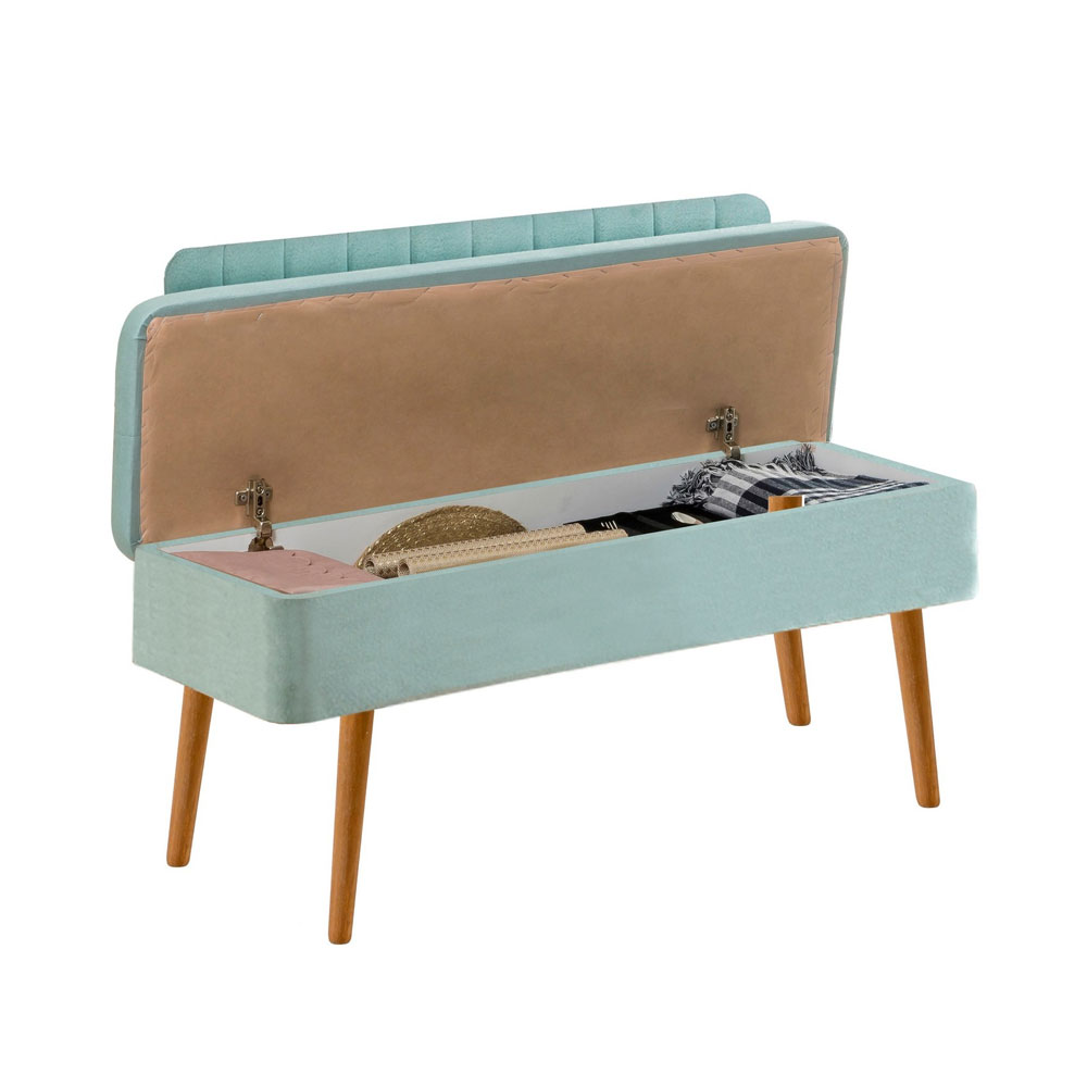 Vina Fabric Storage Dining Bench with Atlantic Pine Wooden Frame in Pistachio Green