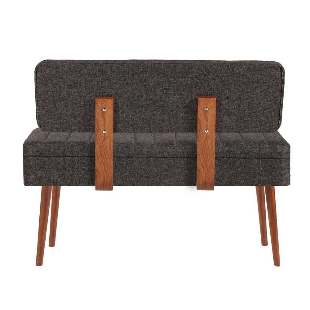 Vina Fabric Storage Dining Bench with Walnut Wooden Frame in Anthracite