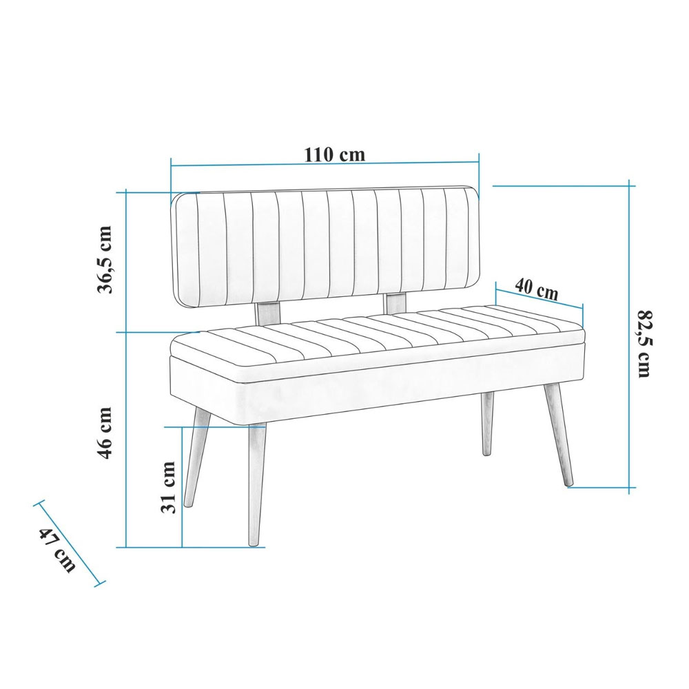 Vina Fabric Storage Dining Bench with Walnut Wooden Frame in Grey
