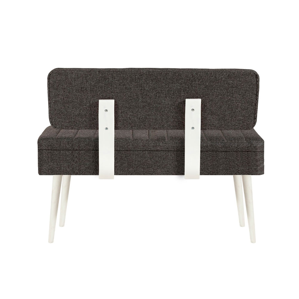 Vina Fabric Storage Dining Bench with White Wooden Frame in Anthracite