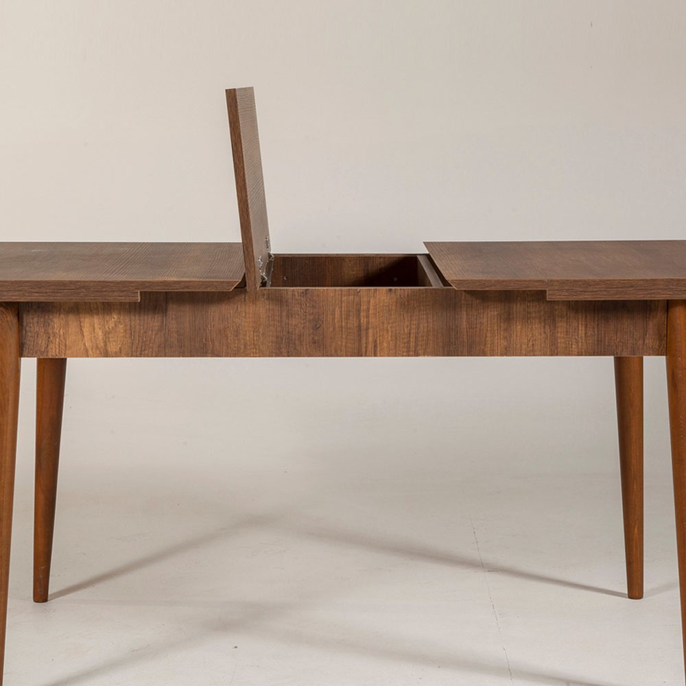 Vina Rectangular Wooden Extending Dining Table in Walnut