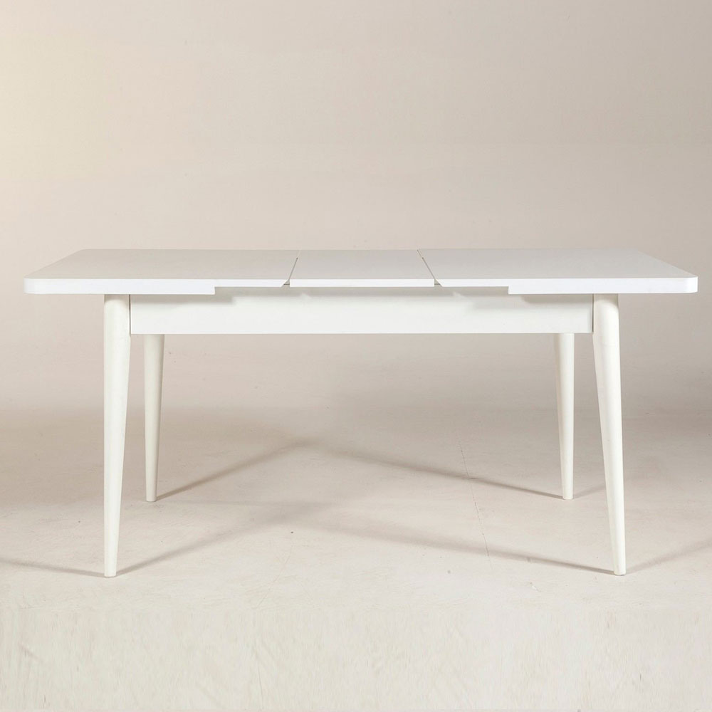 Vina Rectangular Wooden Extending Dining Table in White