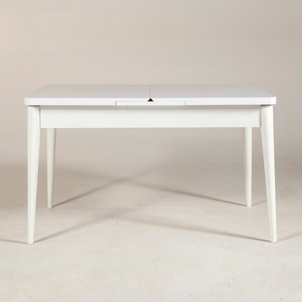 Vina Rectangular Wooden Extending Dining Table in White
