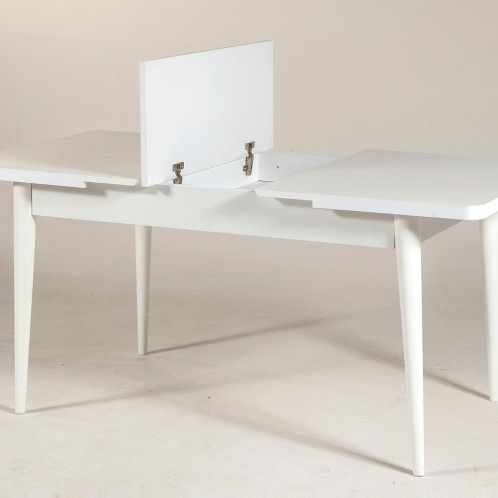Vina Rectangular Wooden Extending Dining Table in White