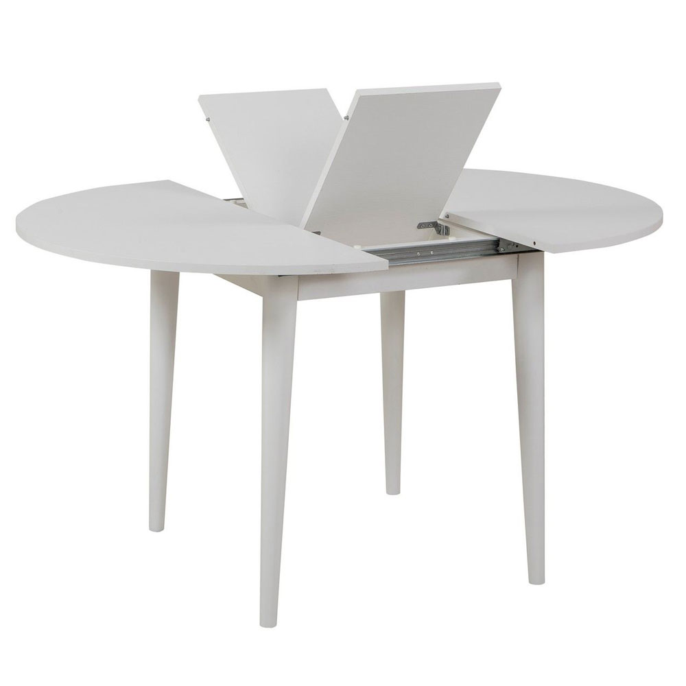 Vina Round Wooden Extending Dining Table in White