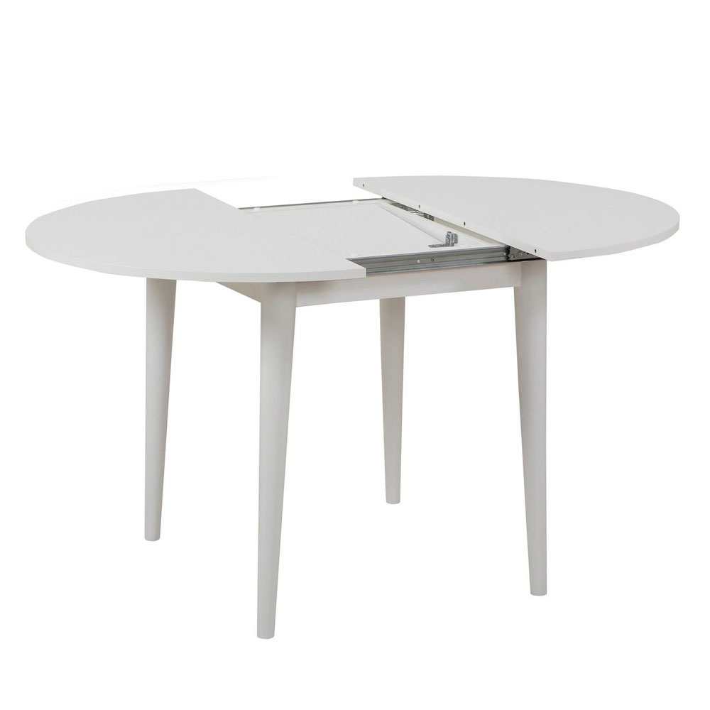 Vina Round Wooden Extending Dining Table in White