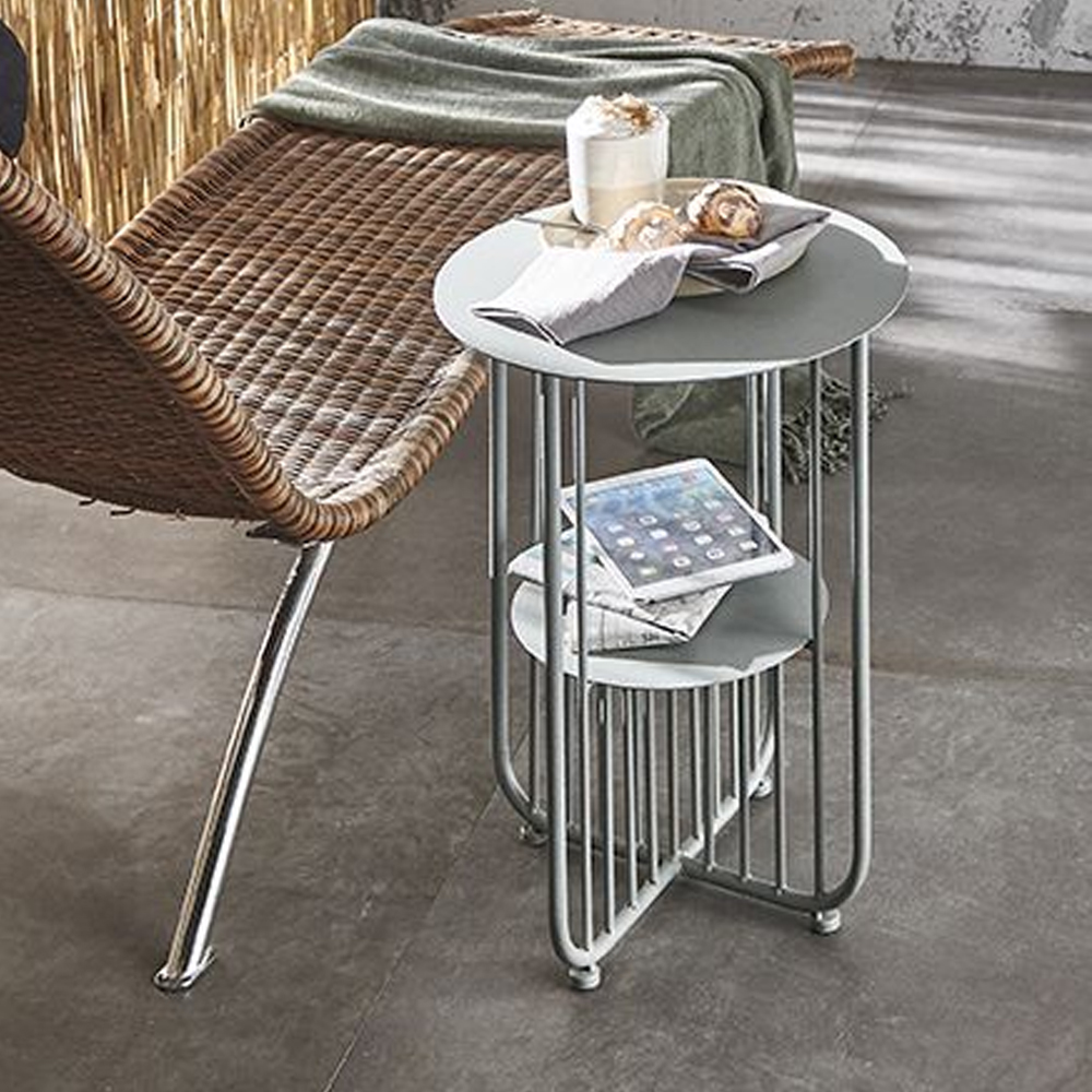 Vineland Metal End Table In Grey