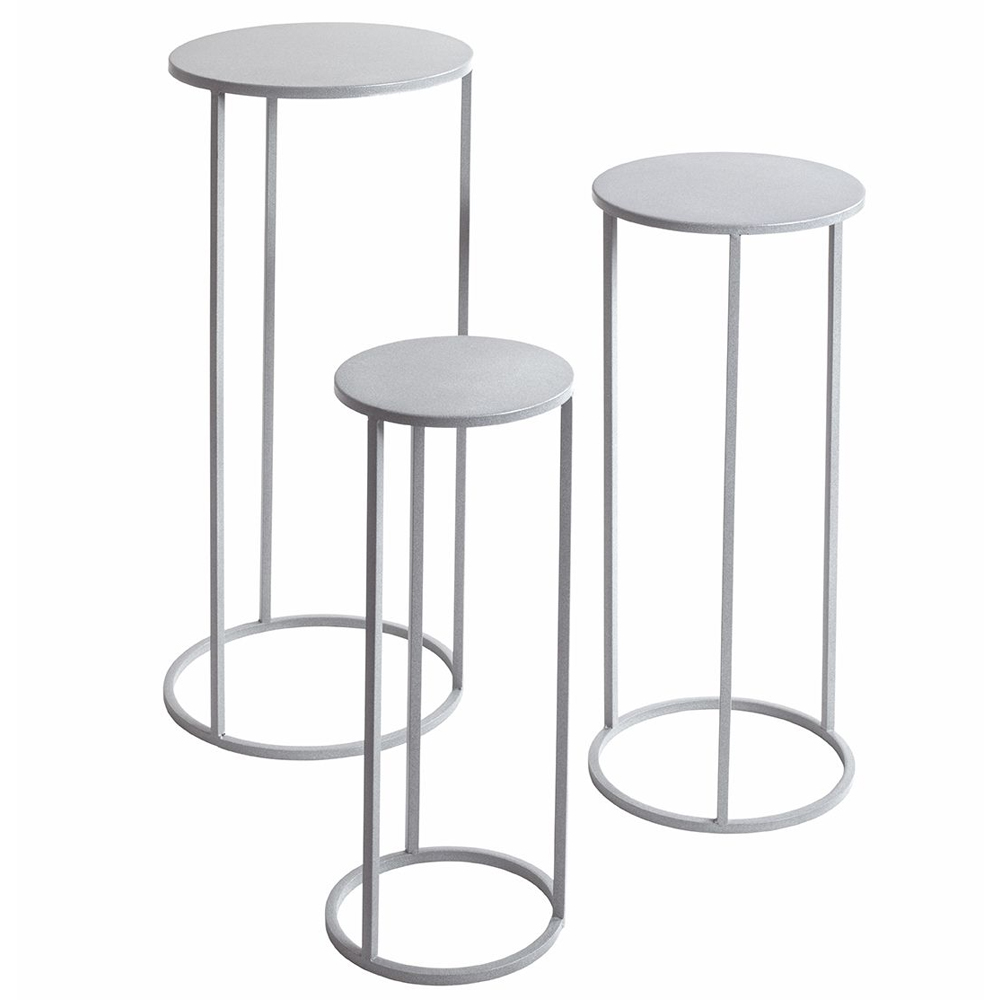 Vineland Metal Round Set Of 3 Planter In Grey