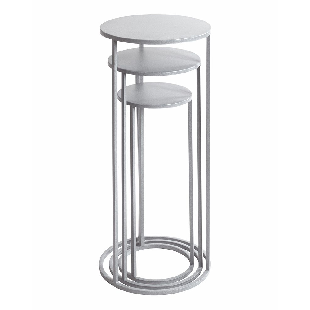 Vineland Metal Round Set Of 3 Planter In Grey