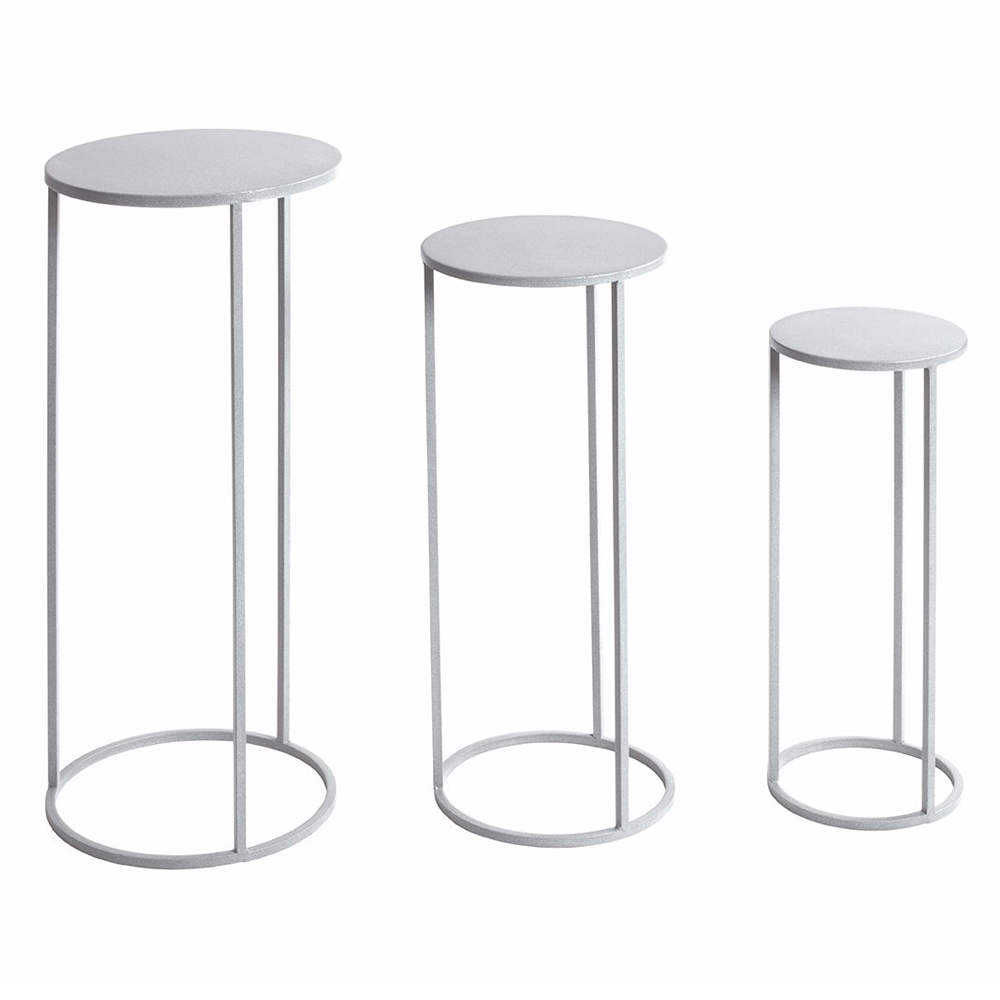 Vineland Metal Round Set Of 3 Planter In Grey