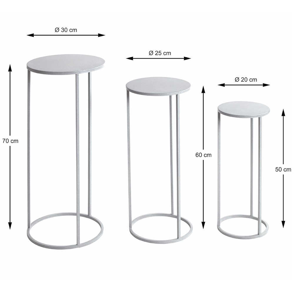 Vineland Metal Round Set Of 3 Planter In Grey