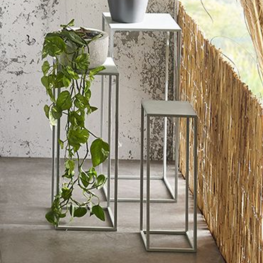 Vineland Metal Square Set Of 3 Planter In Grey
