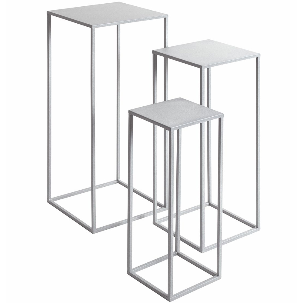 Vineland Metal Square Set Of 3 Planter In Grey