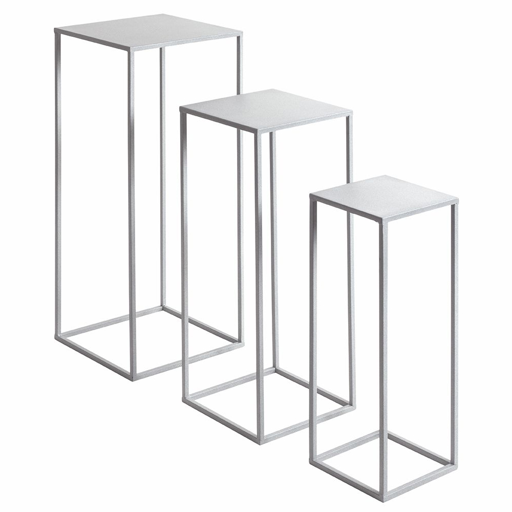 Vineland Metal Square Set Of 3 Planter In Grey