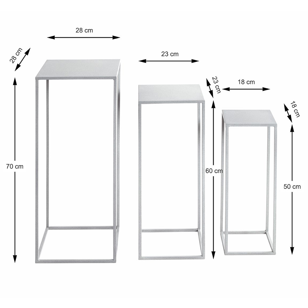Vineland Metal Square Set Of 3 Planter In Grey