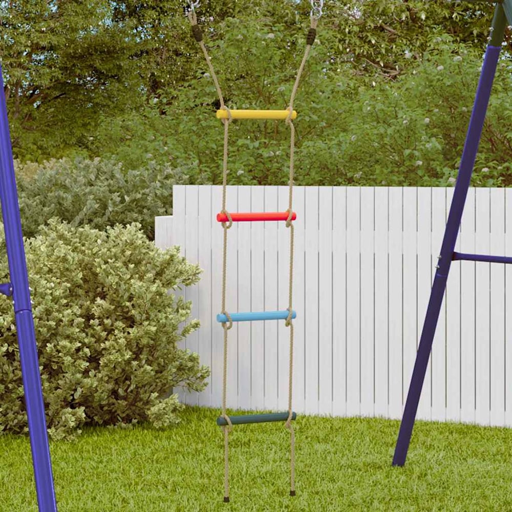 Vineland Rattan Kids Rope Ladder With 4 Rungs In Multicolour