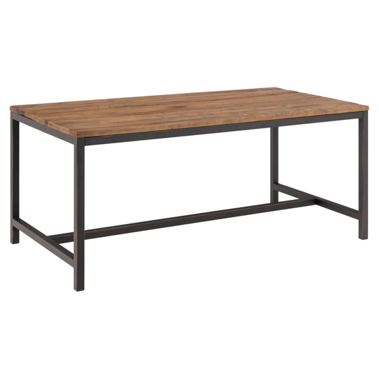 Vineyard Wooden Dining Table With Metal Frame In Dark Brown thumbnail