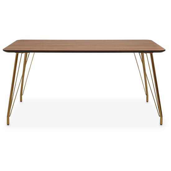 Read more about Vinita wooden dining table with gold metal legs in natural
