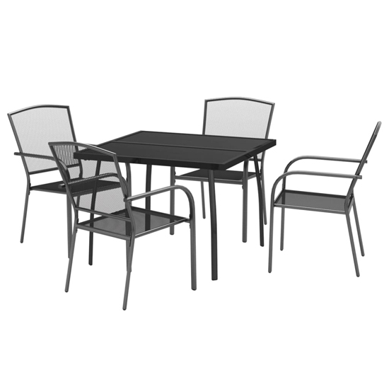 Vino Large Square Steel 5 Piece Garden Dining Set In Anthracite