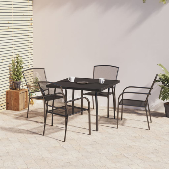 Vino Large Square Steel 5 Piece Garden Dining Set In Anthracite