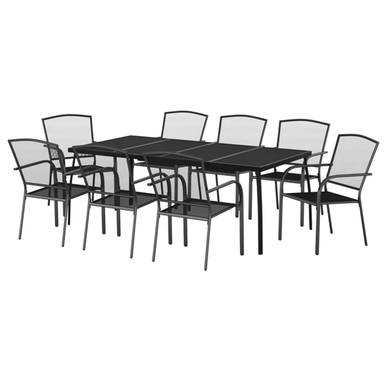 Vino Large Steel 9 Piece Garden Dining Set In Anthracite