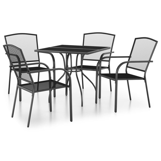 Vino Small Square Steel 5 Piece Garden Dining Set In Anthracite