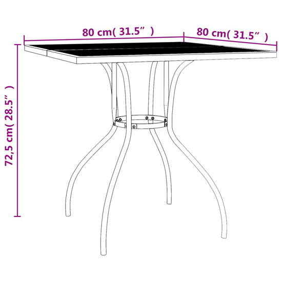 Vino Small Square Steel 5 Piece Garden Dining Set In Anthracite