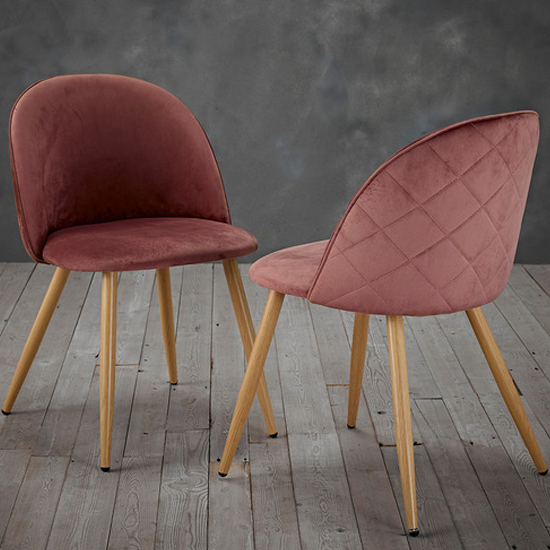 Product photograph of Vinos Grey Velvet Dining Chairs With Oak Metal Legs In Pair from Furniture in Fashion