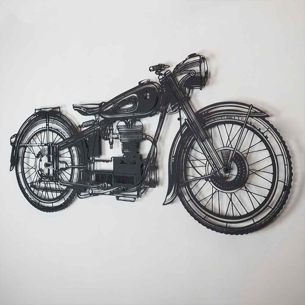 Vintage Meal Motorcycle Wall Art in Black