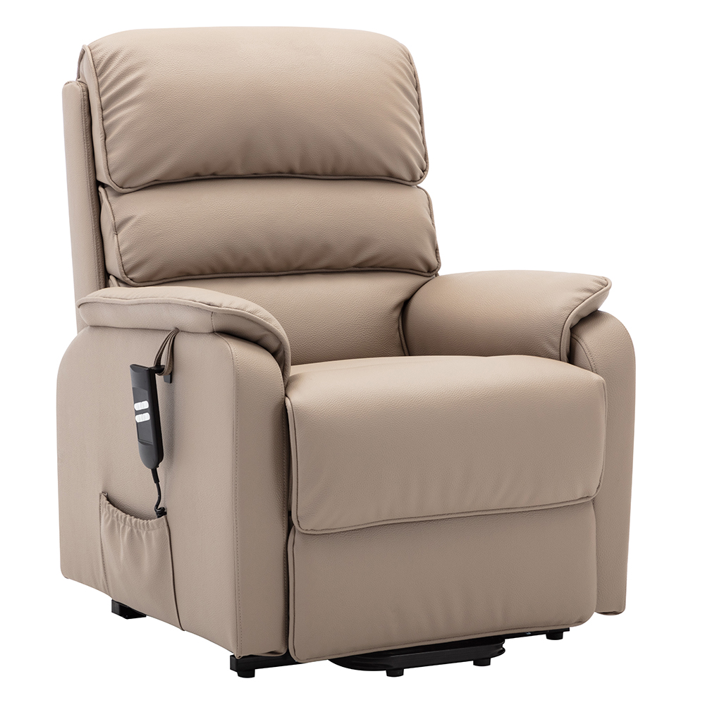 Viola Leather Electric Recliner Chair In Pebble