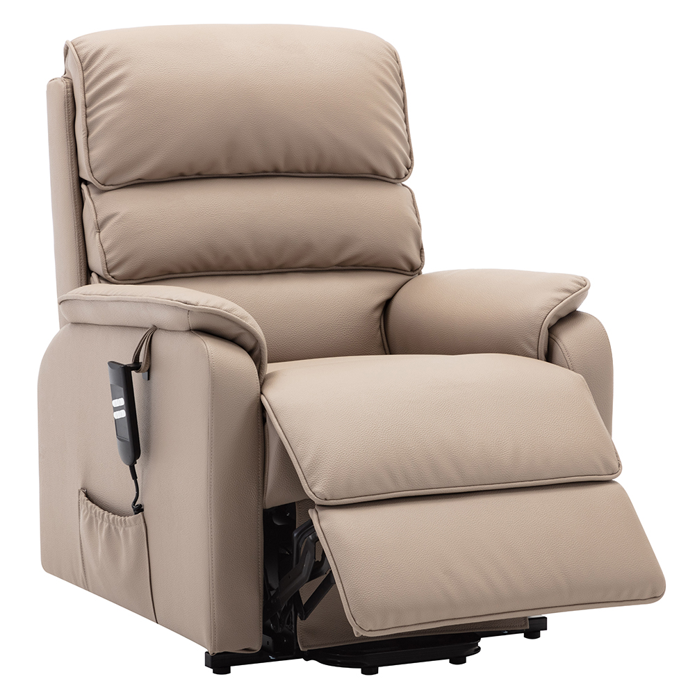 Viola Leather Electric Recliner Chair In Pebble
