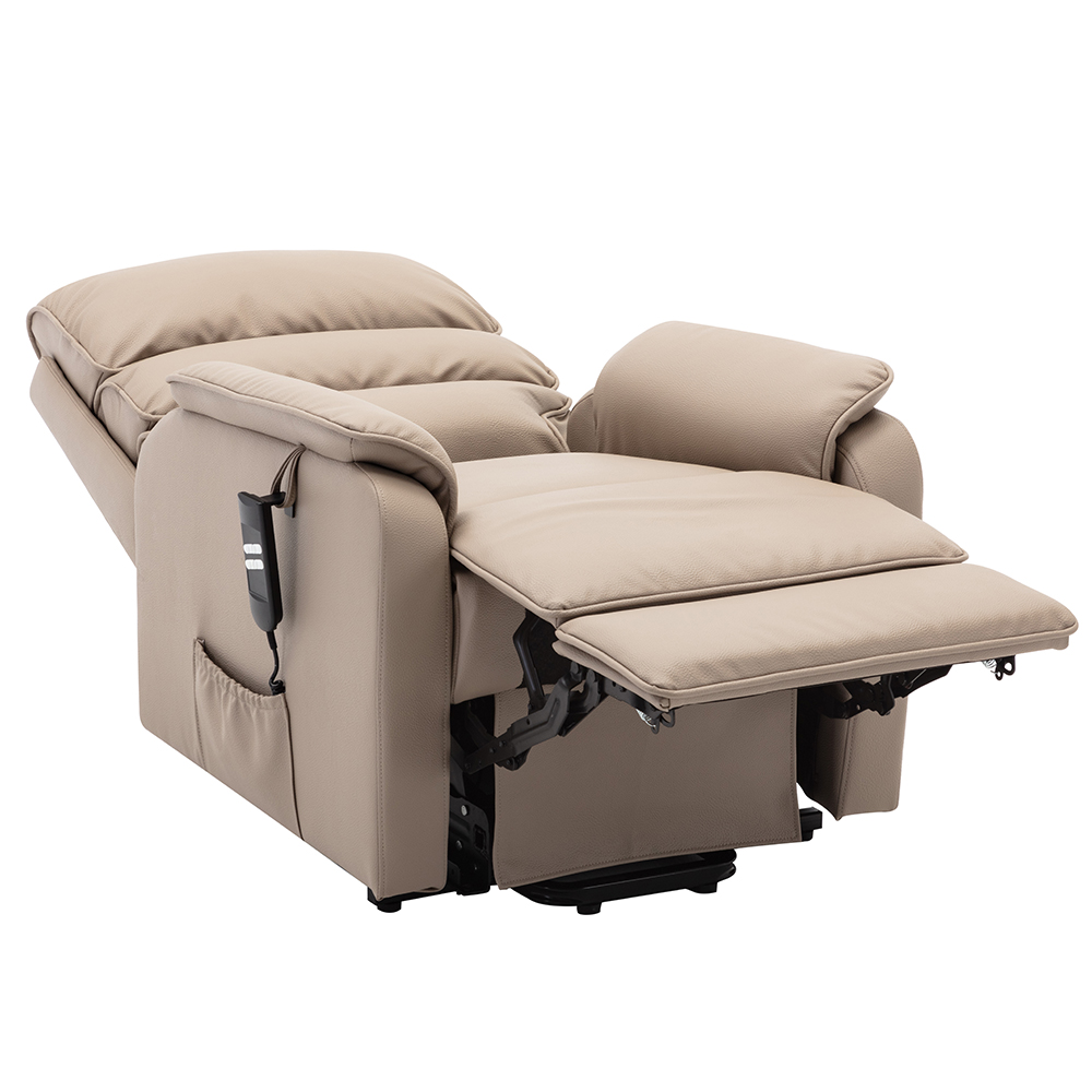 Viola Leather Electric Recliner Chair In Pebble