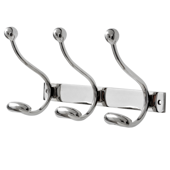 Violin Metal Triple Hook Coat Hanger In Silver