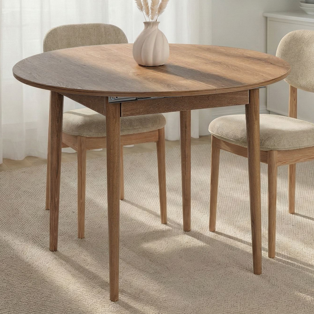 Vionael Oval Wooden Extending Dining Table in Kafkas Oak