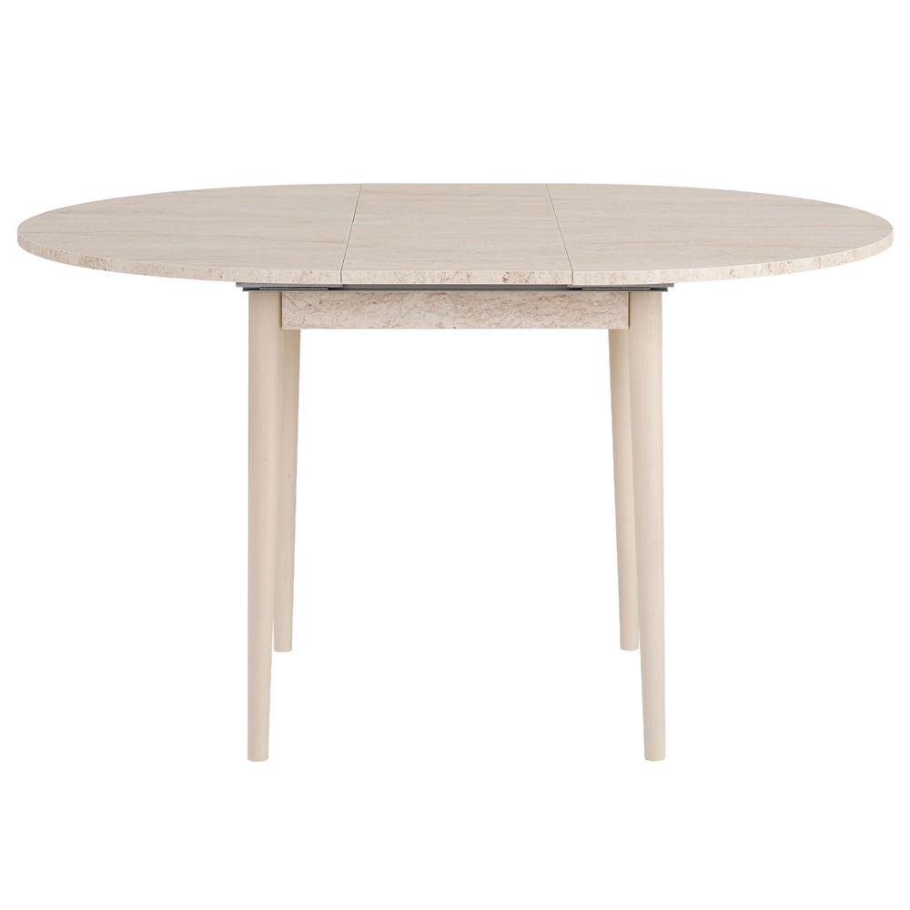 Vionael Oval Wooden Extending Dining Table in Travertine Marble Effect Oak