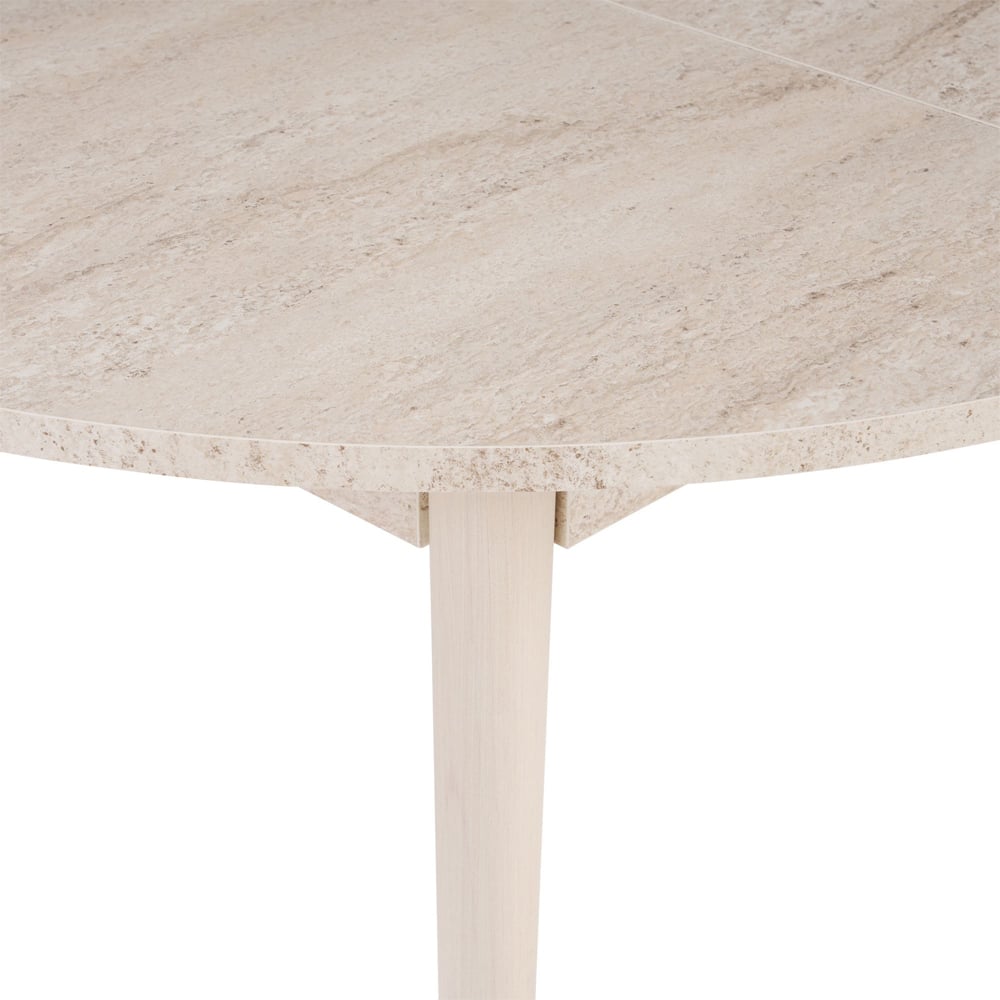 Vionael Oval Wooden Extending Dining Table in Travertine Marble Effect Oak