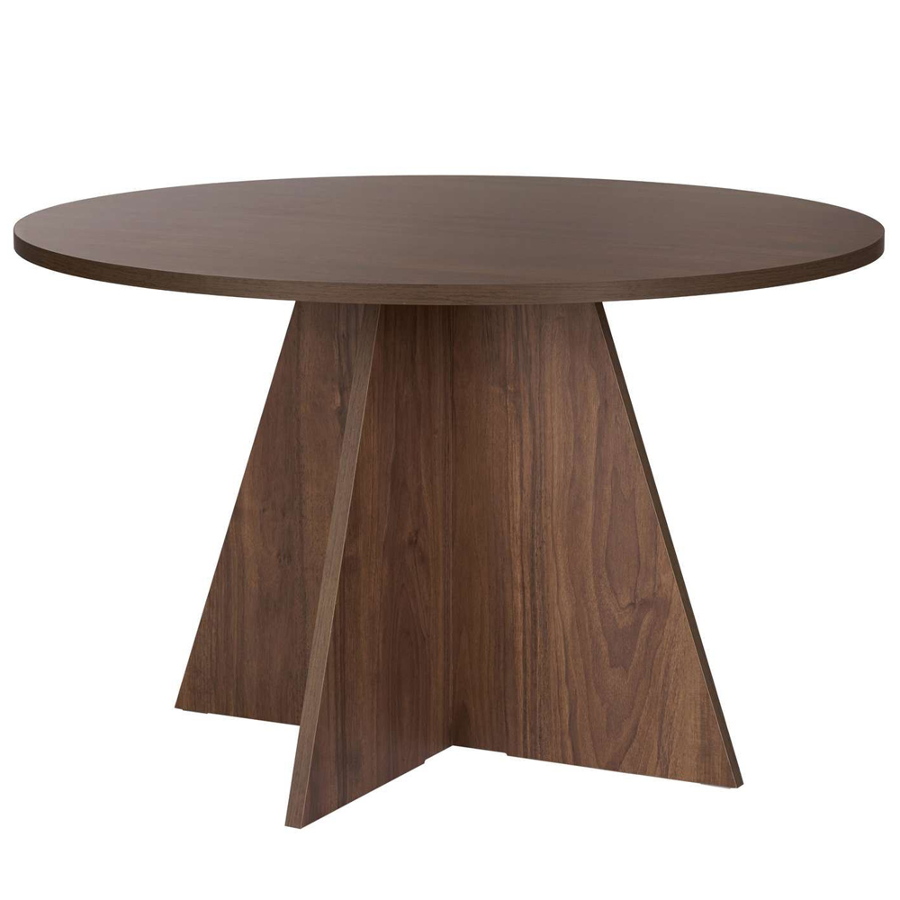 Viora Round Wooden Dining Table in Walnut