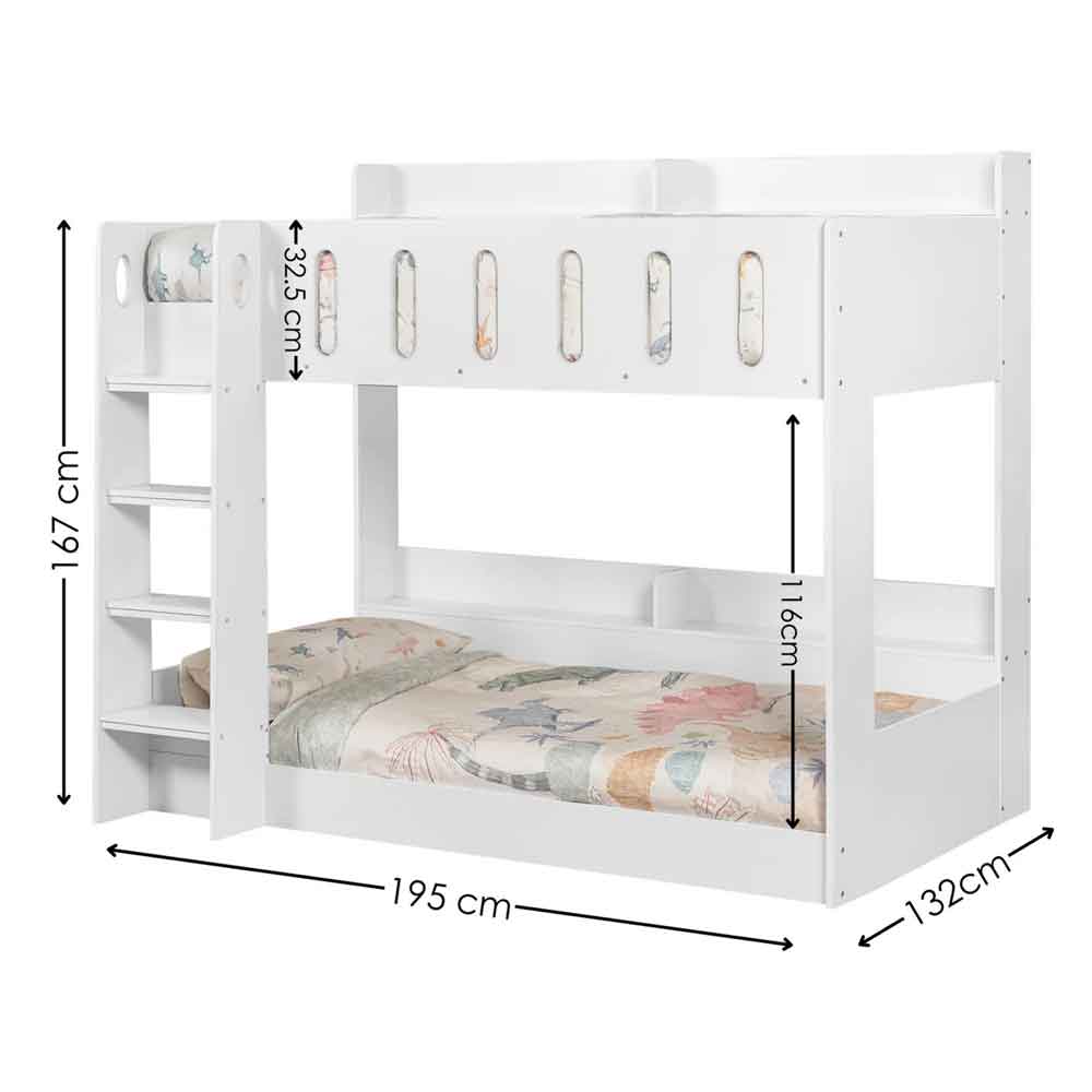 Virelli Wooden Double Bunk Bed in White