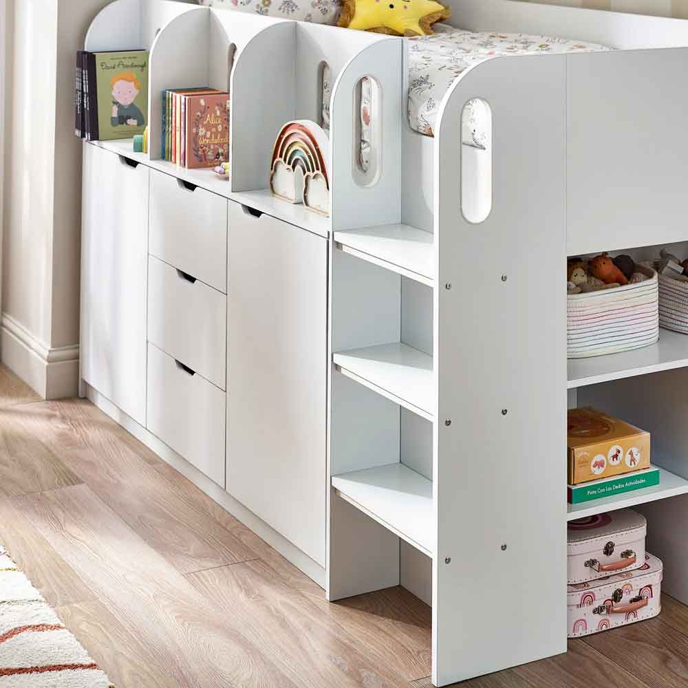 Virelli Wooden Mid Sleeper Bunk Bed in White