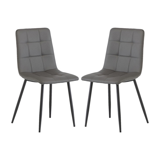 Virti Grey Faux Leather Dining Chairs In Pair