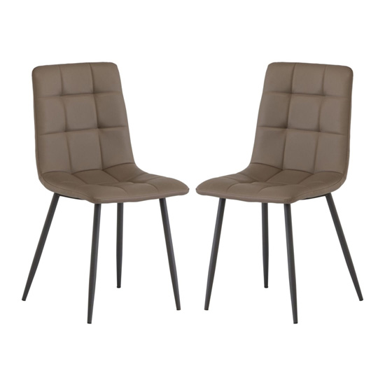 Virti Taupe Faux Leather Dining Chair In Pair Furniture in Fashion