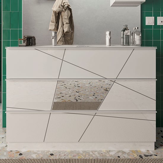Read more about Viro high gloss 120cm floor vanity unit with 3 drawers in white