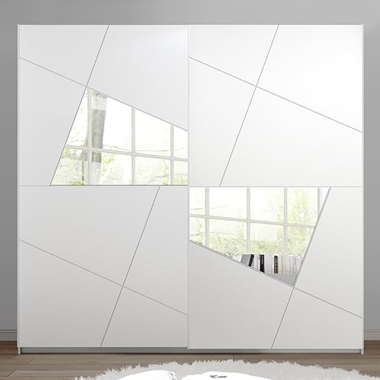 Read more about Viro mirrored high gloss sliding wardrobe in white