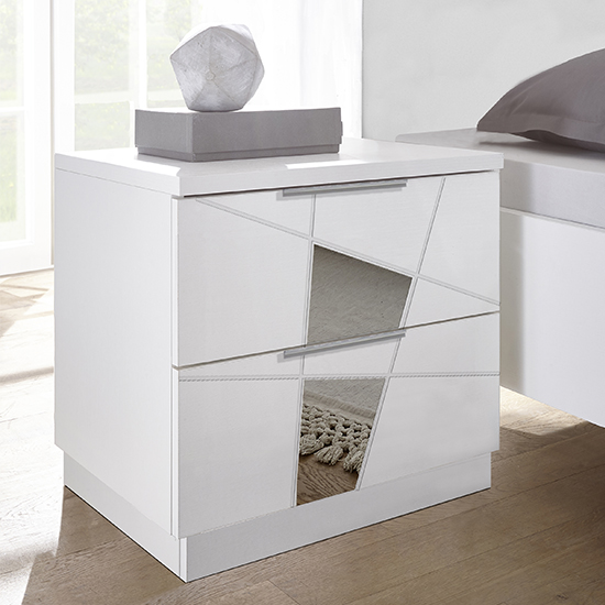 Viro White High Gloss Bedside In Pair Furniture in Fashion