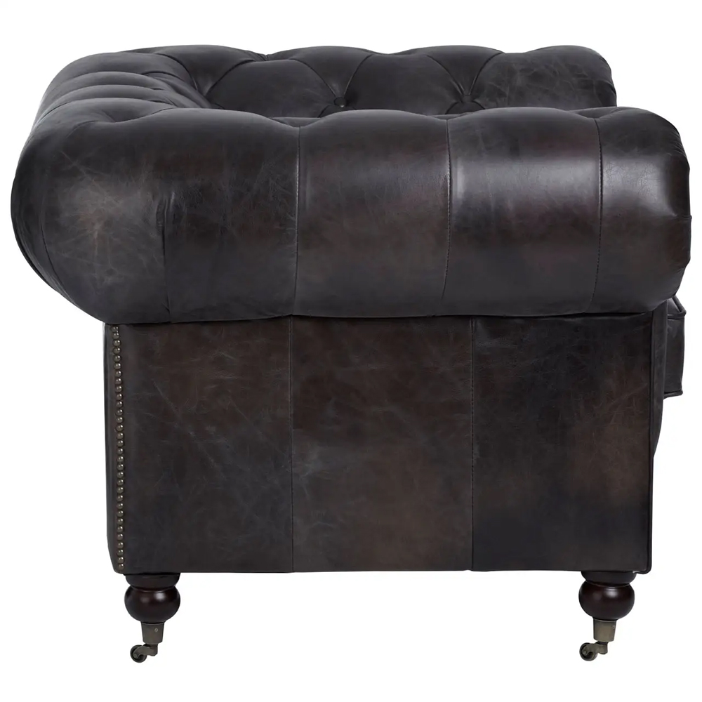 Viroqua Genuine Leather 1 Seater Sofa In Dark Grey