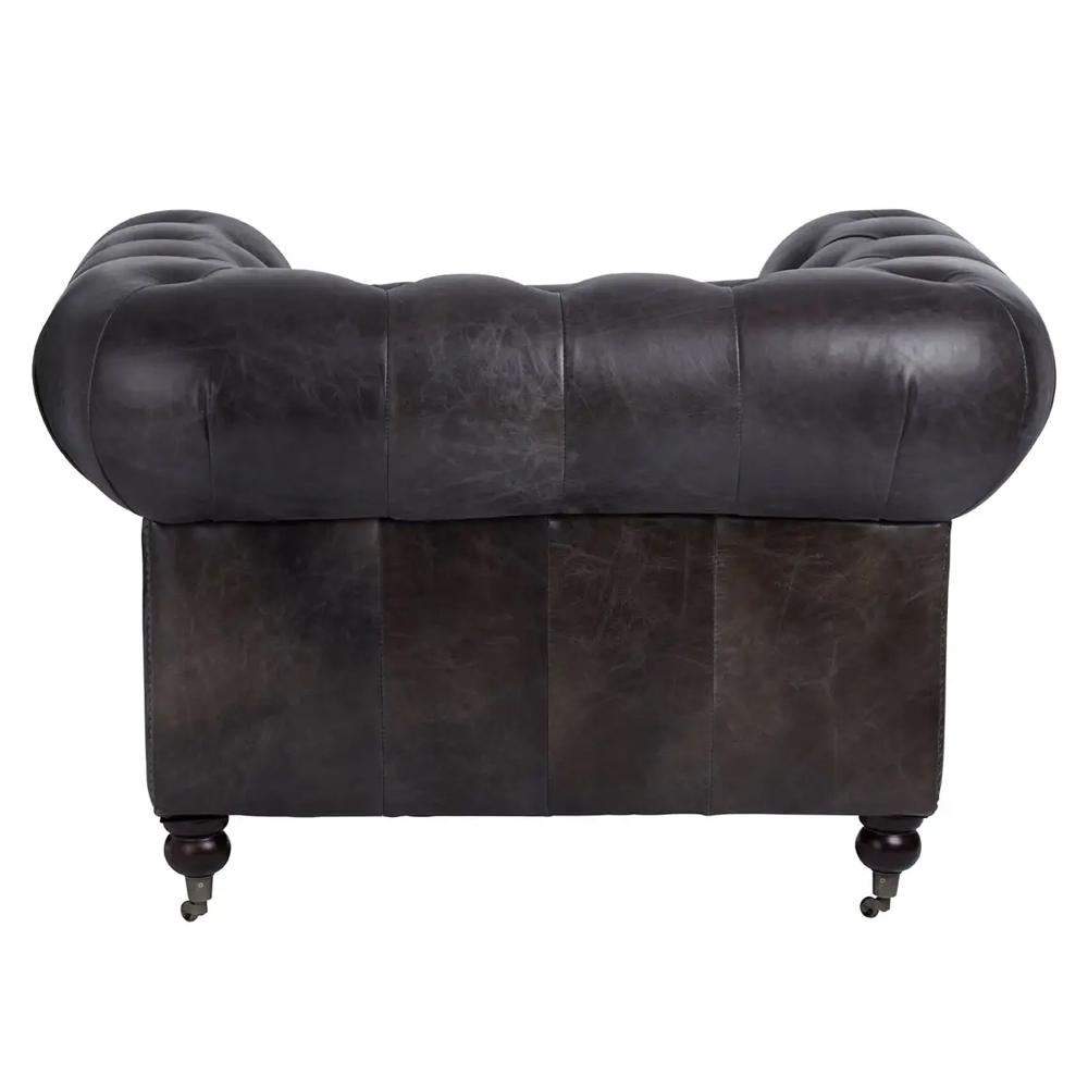 Viroqua Genuine Leather 1 Seater Sofa In Dark Grey