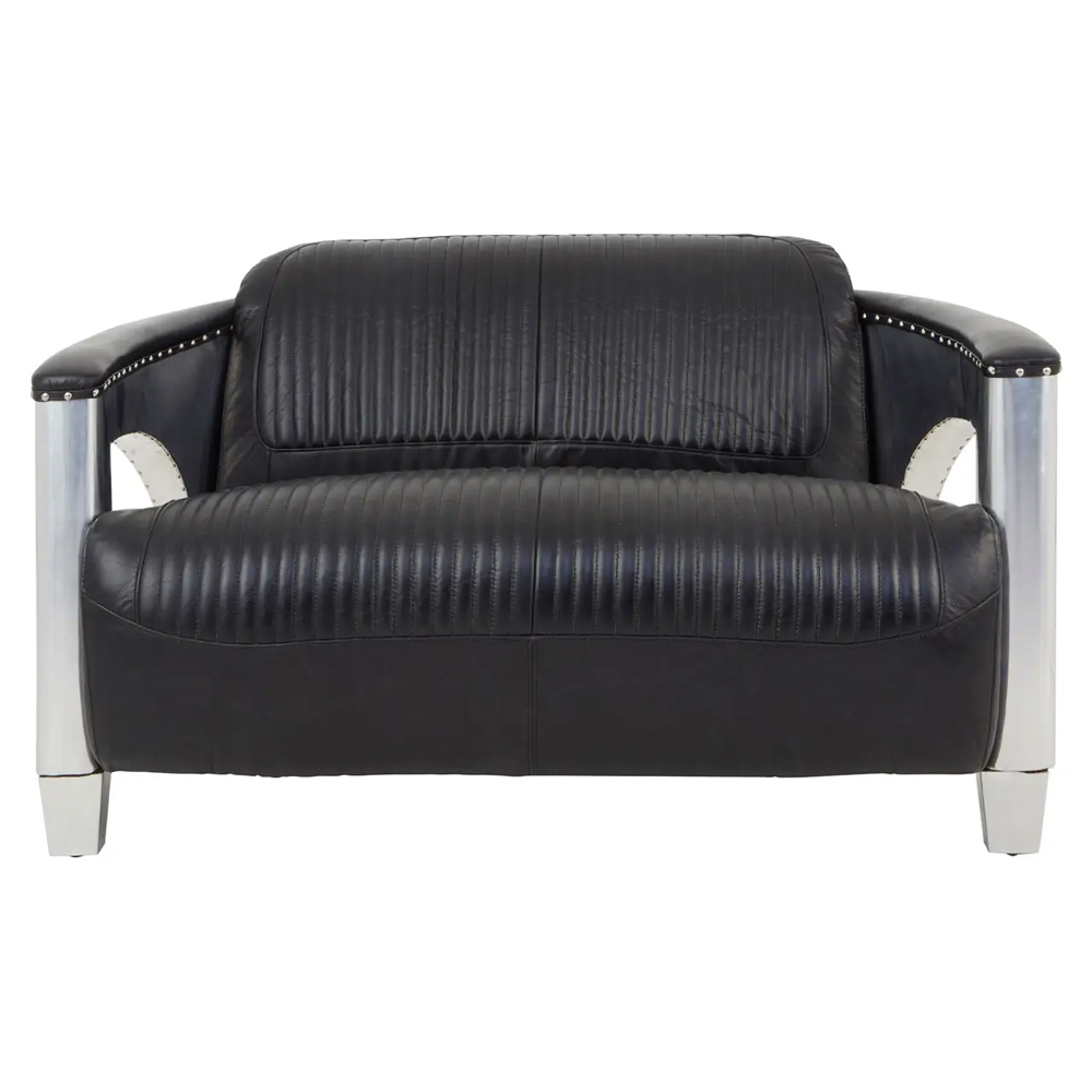 Viroqua Genuine Leather 2 Seater Sofa In Black